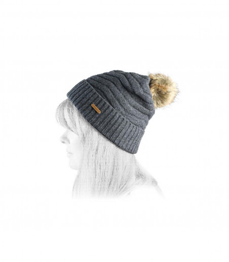 Barts bonnet pompon fourrure gris